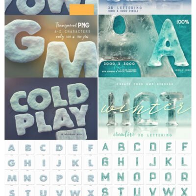 Snow And Ice 3D Lettering A-Z
