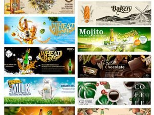 Food Banner Vector Ads In 3D Illustration