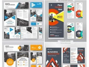 Business Corporate Brochure Vector Template In Tri-Fold Layout