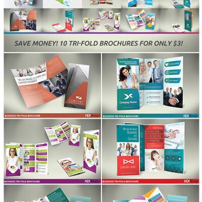 CreativeMarket 10 Trifold Brochures Bundle