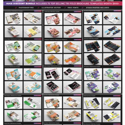 CreativeMarket 75 Trifold Brochure Templates Bundle