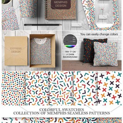 CreativeMarket Of Colorful Memphis Patterns Bundle
