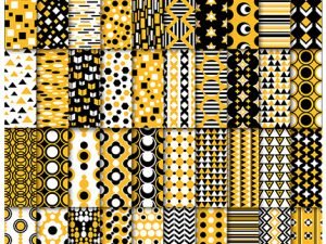 Gold Black And White Seamless Patterns Vector