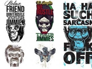 Apes prints t-shirt set vector