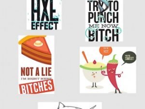 Comic t-shirt print set vector