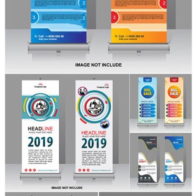 Roll Up Banner Vector Template