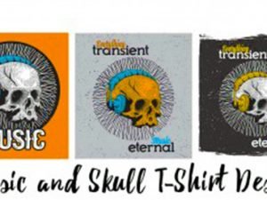 Skull and music T-shirt design