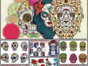 Sugar skull big vector pack