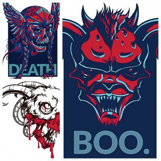 T-shirt pattern print Hope style death skull set vector