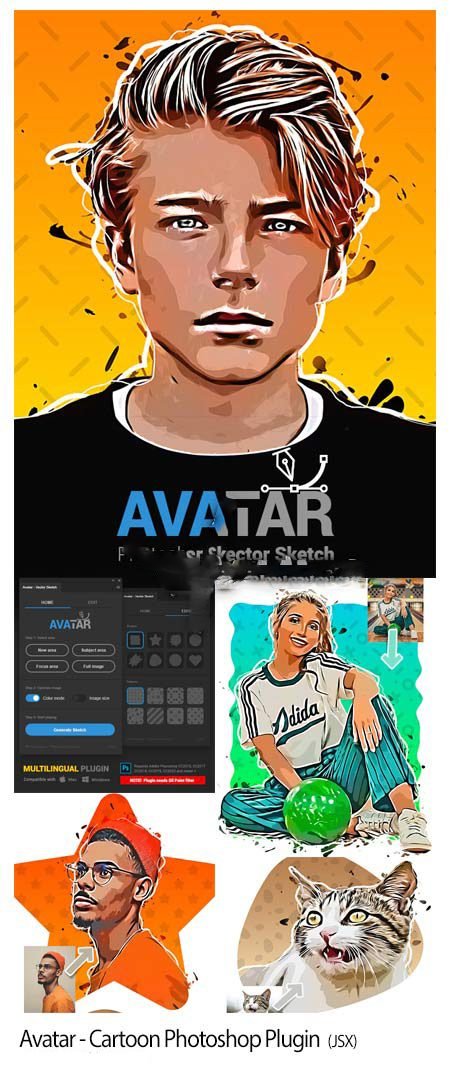 Vector Sketch Avatar Cartoon Photoshop Plugin | visualstorms