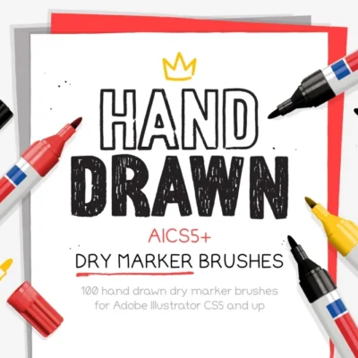 100 Hand Drawn Dry Marker Brushes For Illustrator