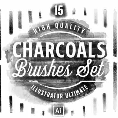 15 Charcoals Brushes For Illustator