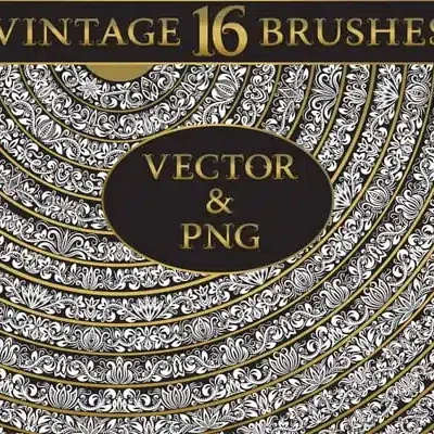 16 Vintage Floral Brushes