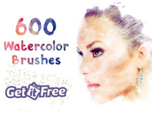 600 Watercolor Brushes Shapes Bundle For Photoshop