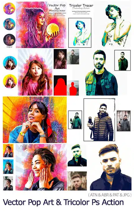 CreativeMarket Vector Pop Art And Tricolor Ps Action