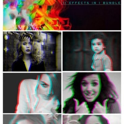 Glitch Effect 11 In 1 Action Bundle