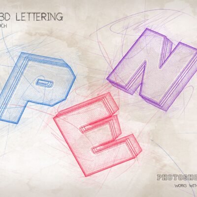 GraphicRiver Pencil 3D Lettering Photoshop Action