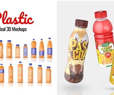 Plastic Bottle Real 3D Mockups