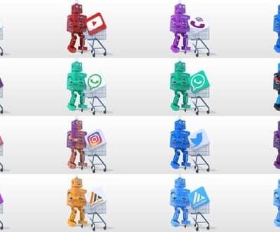 Cartoon Robot Holding Tablet Logo Reveal Bundle