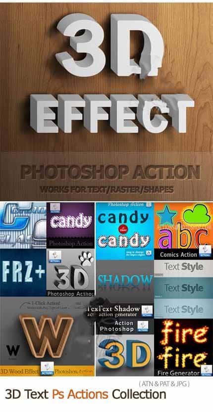 3D Text Photoshop Actions Collection 3D Text Photoshop Actions Collection