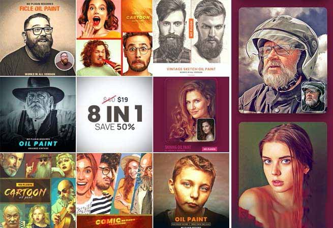 CreativeMarket 8 Photoshop Actions Bundle CreativeMarket 8 Photoshop Actions Bundle