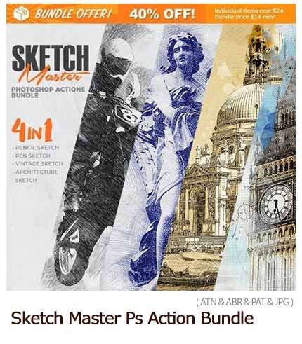 GraphicRiver 4 In 1 Sketch Master Photoshop Action Bundle GraphicRiver 4 In 1 Sketch Master Photoshop Action Bundle