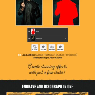 GraphicRiver Engriso Photoshop Action Engrave And Risograph