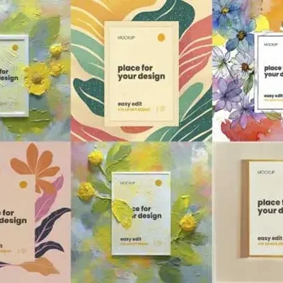 13 Paint Flowers Poster Mockups Templates