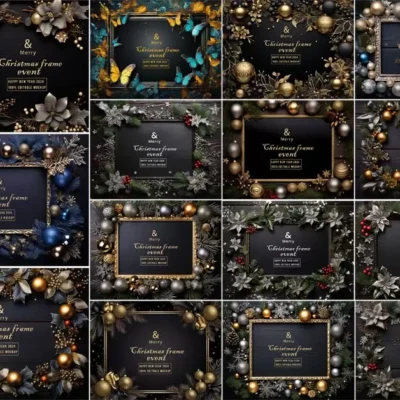 15 Christmas Greeting In A Frame Background Mockup