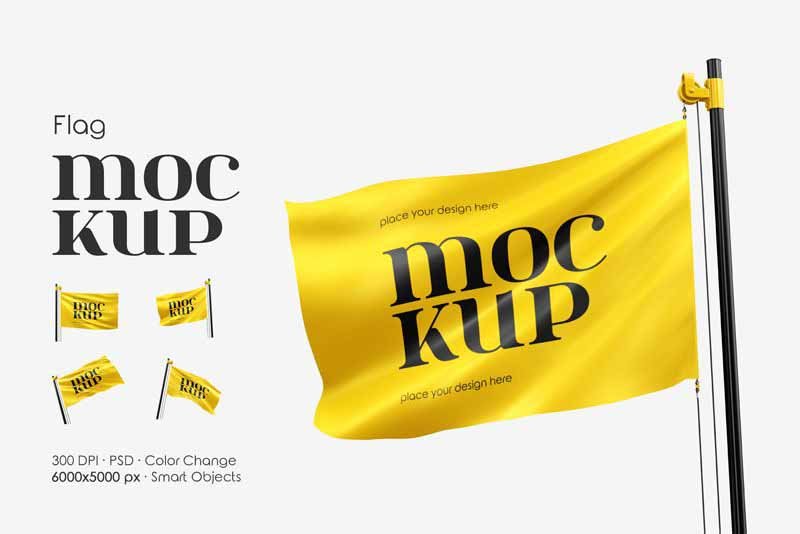 4 Flag Mockup Set 4 Flag Mockup Set