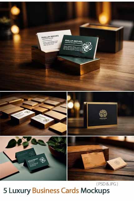 5 Luxury Business Cards Mockups Templates 5 Luxury Business Cards Mockups Templates
