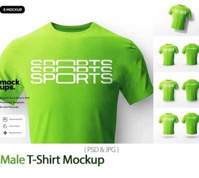 5 Male T-Shirt Mockup