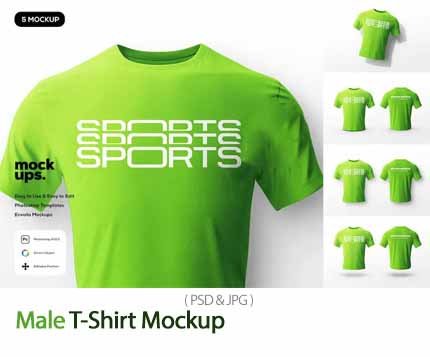 5 Male T-Shirt Mockup 5 Male T-Shirt Mockup