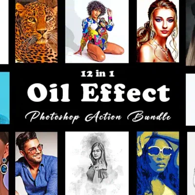 12 Oil Effect Photoshop Action Bundle
