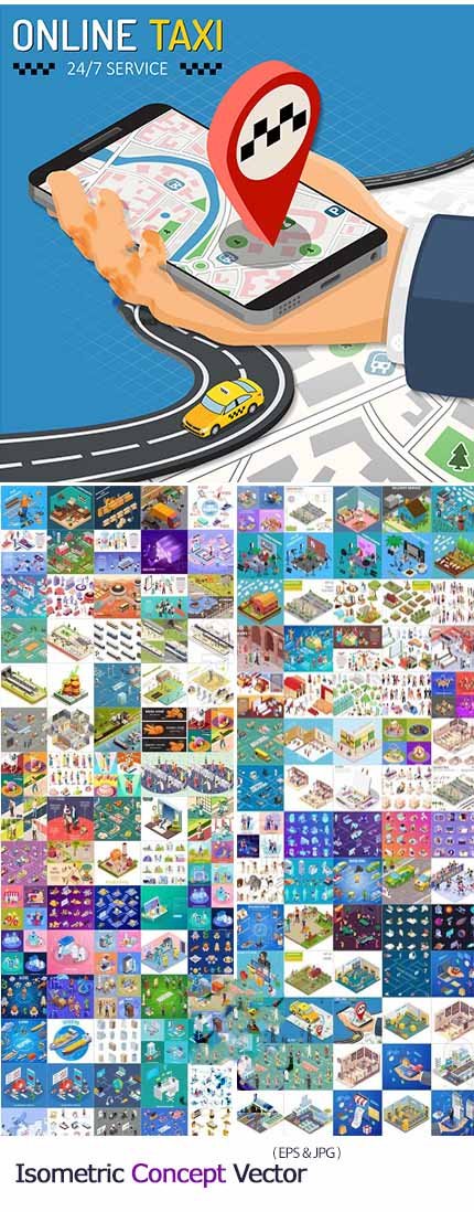 200 Bundle Isometric Concept Vector Design 05 200 Bundle Isometric Concept Vector Design 05