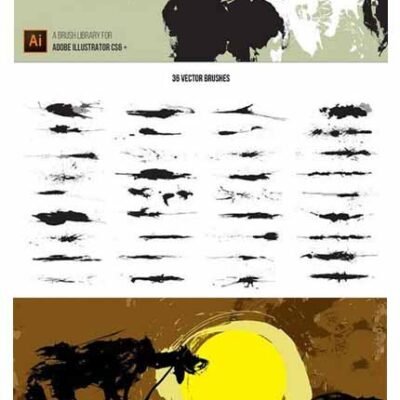 36 Ink Brushes For Illustrator