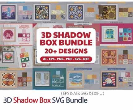 3D Shadow Box SVG Bundle 3D Shadow Box SVG Bundle