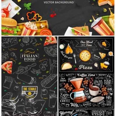 7 Restaurant Food Backgrounds Vector Templates