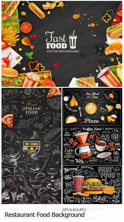 7 Restaurant Food Backgrounds Vector Templates 7 Restaurant Food Backgrounds Vector Templates