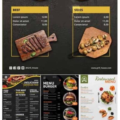 7 Restaurant Menu PSD Templates Collection