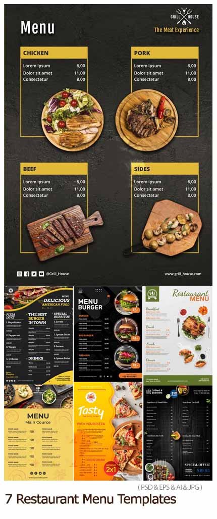 7 Restaurant Menu PSD Templates Collection 7 Restaurant Menu PSD Templates Collection
