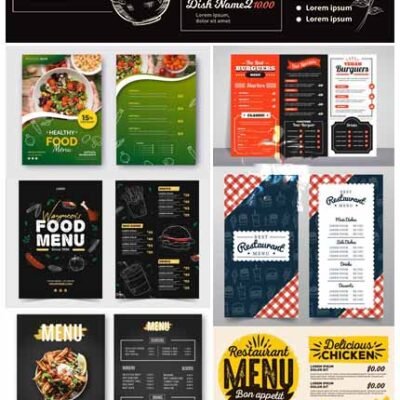 8 Modern Restaurant Menu Vector Templates