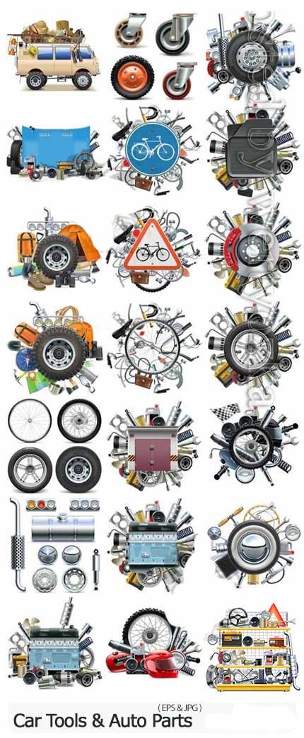 Car Tools And Auto Parts For Transport In Vector Car Tools And Auto Parts For Transport In Vector