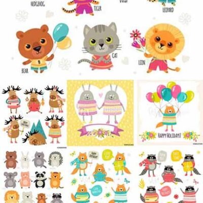 Illustrations With Animals Cartoon Style