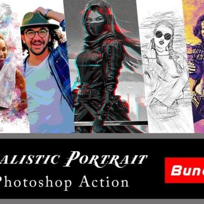 Realistic Portrait Ps Action Bundle