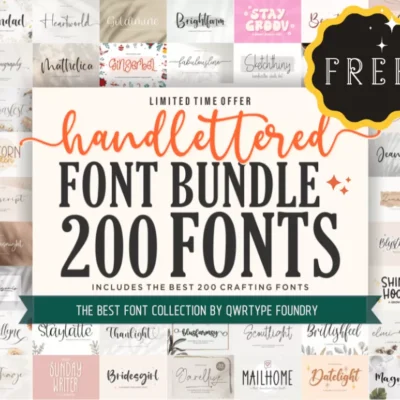 200 Hand Lettered Font Bundle