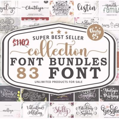 83 Super Best Seller Collection Font Bundle