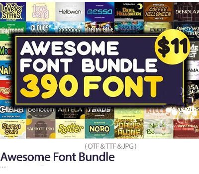 Awesome Font Bundle 390 Premium Fonts