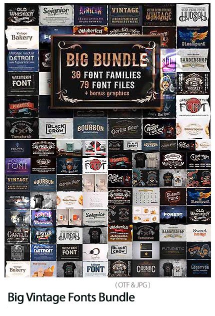 CreativeMarket Big Vintage Fonts Bundle CreativeMarket Big Vintage Fonts Bundle