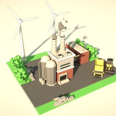 Editable Low Poly Factory for Blender